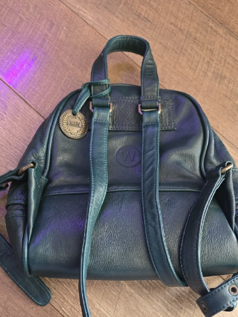 Teal Leather Mini Backpack - Stylish Women's Bag - Picture 8 of 9